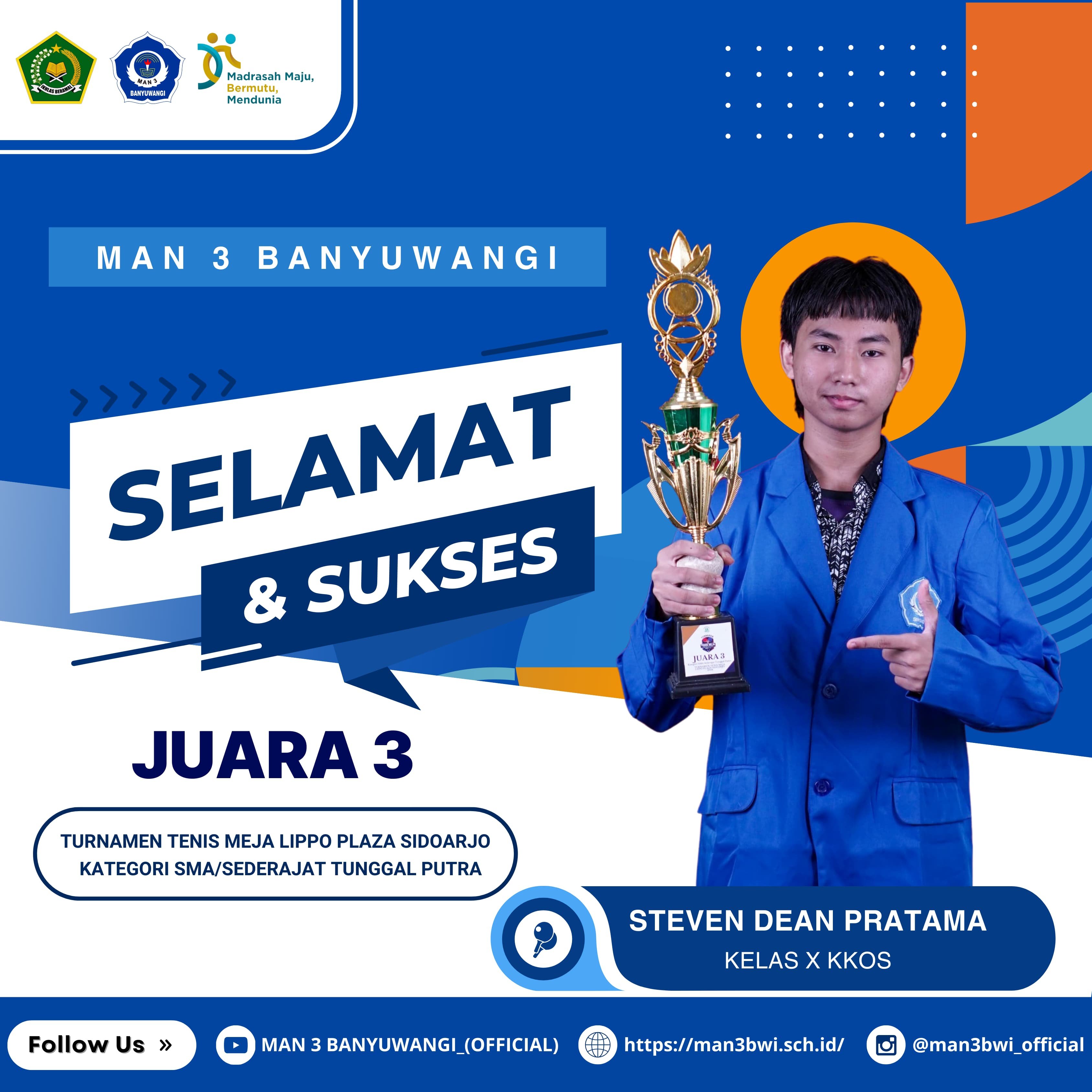 SELAMAT DAN SUKSES JUARA TURNAMEN TENIS MEJA LIPPO PLAZA SIDOARJO